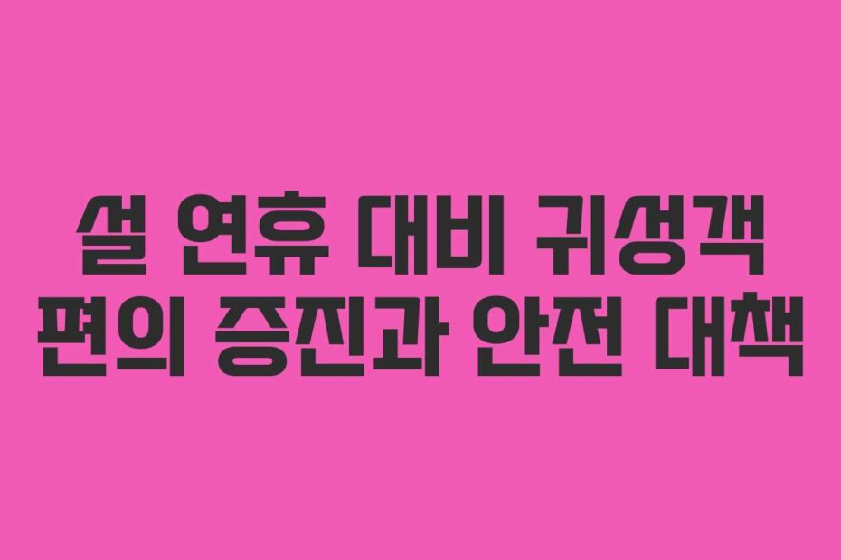 설 연휴 대비 귀성객 편의 증진과 안전 대책