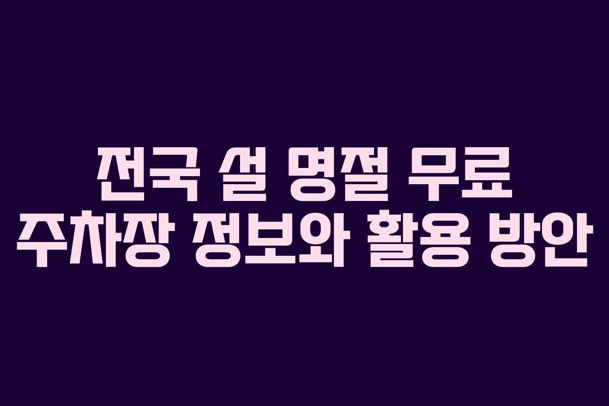 전국 설 명절 무료 주차장 정보와 활용 방안