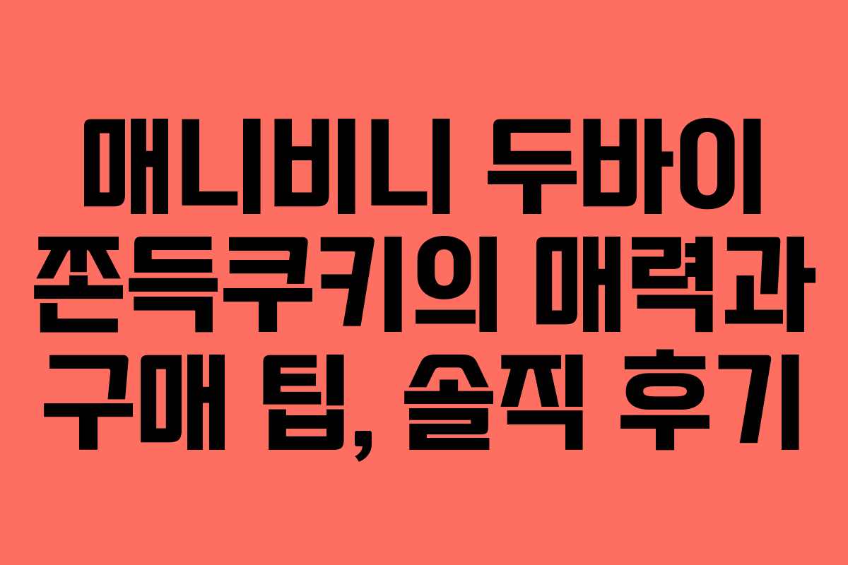 매니비니 두바이 쫀득쿠키의 매력과 구매 팁, 솔직 후기