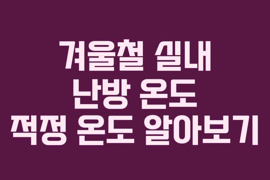 겨울철 실내 난방 온도 적정 온도 알아보기