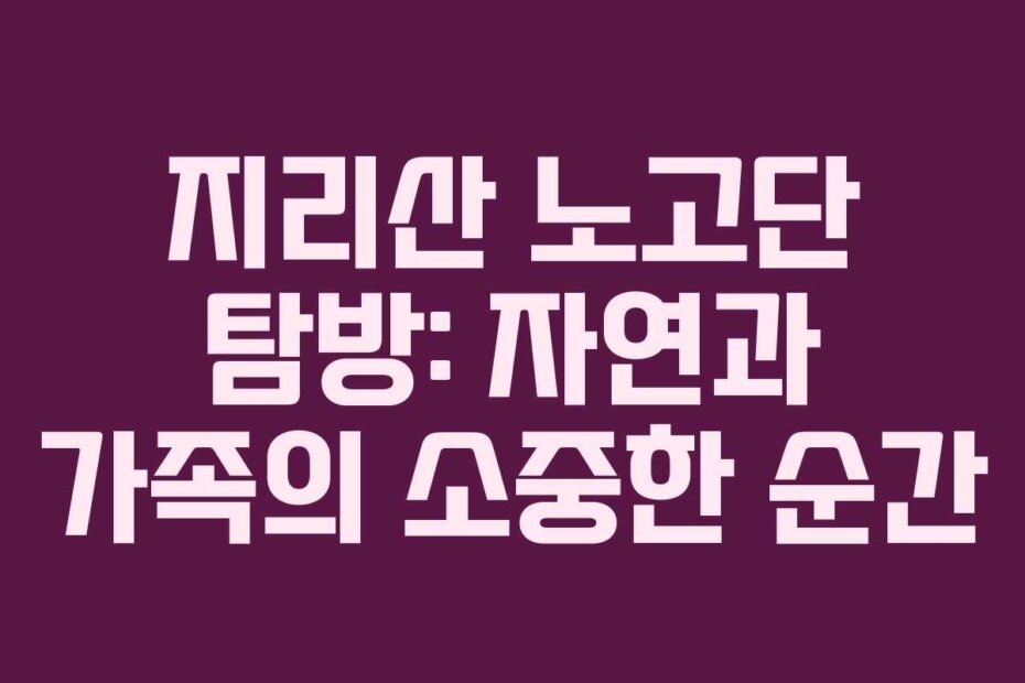 지리산 노고단 탐방: 자연과 가족의 소중한 순간