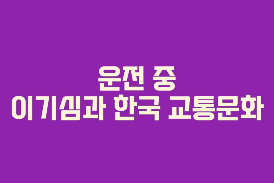 운전 중 이기심과 한국 교통문화