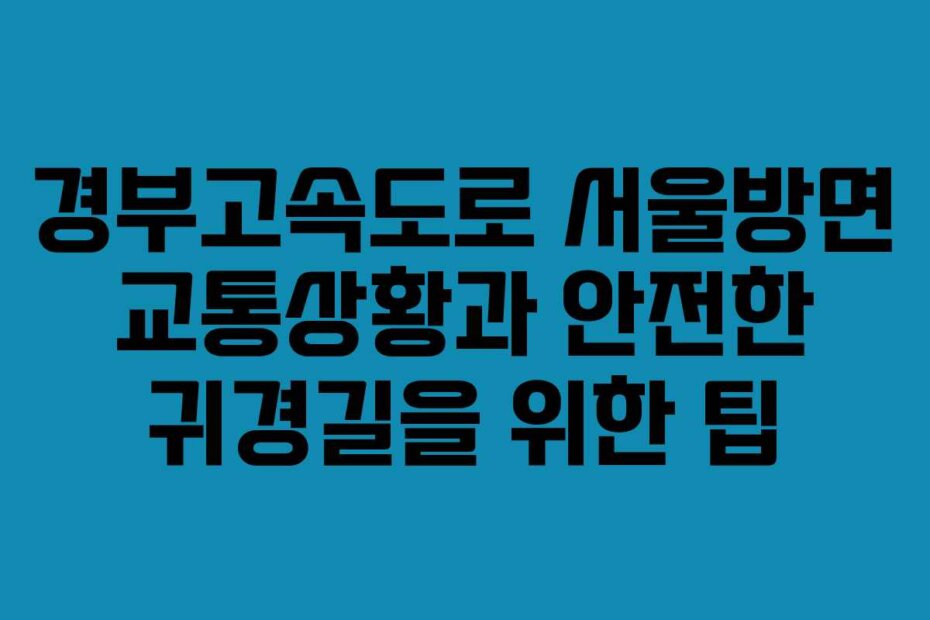 경부고속도로 서울방면 교통상황과 안전한 귀경길을 위한 팁