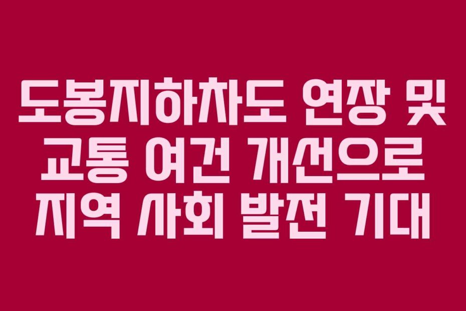 도봉지하차도 연장 및 교통 여건 개선으로 지역 사회 발전 기대 도봉지하차도 연장 및 교통 여건 개선으로 지역 사회 발전 기대