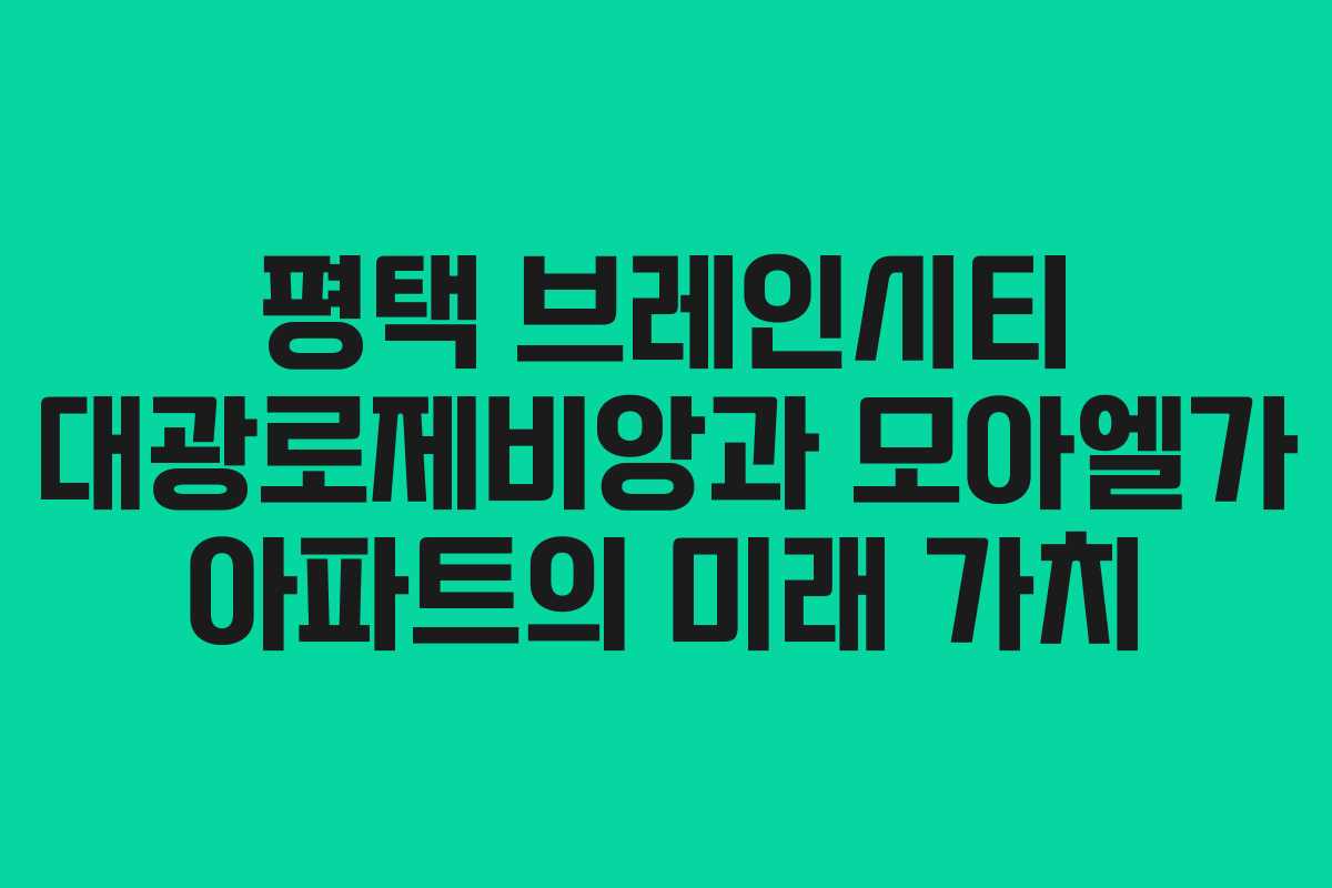 평택 브레인시티 대광로제비앙과 모아엘가 아파트의 미래 가치