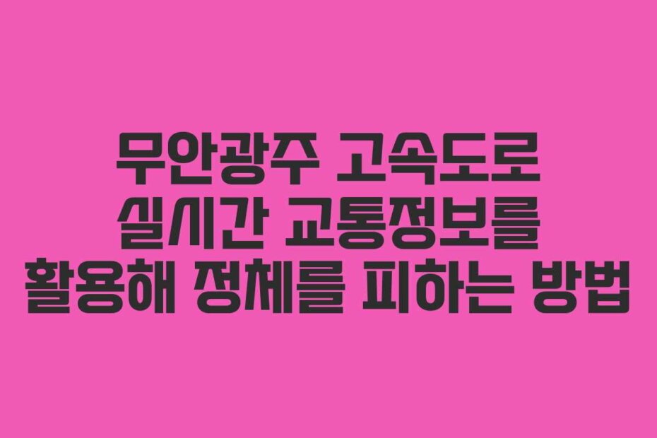무안광주 고속도로 실시간 교통정보를 활용해 정체를 피하는 방법