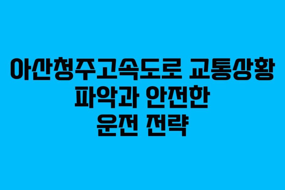 아산청주고속도로 교통상황 파악과 안전한 운전 전략