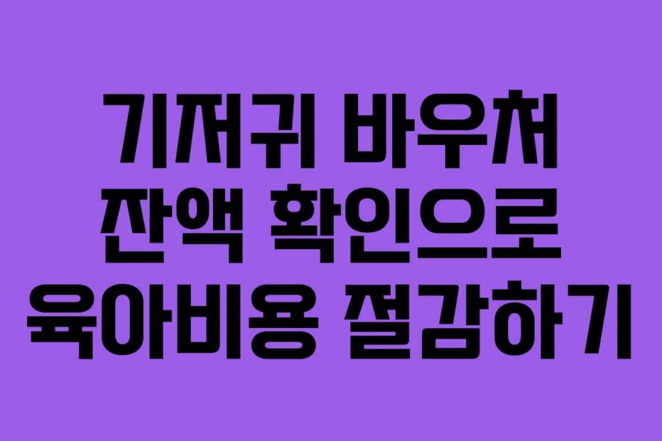 기저귀 바우처 잔액 확인으로 육아비용 절감하기