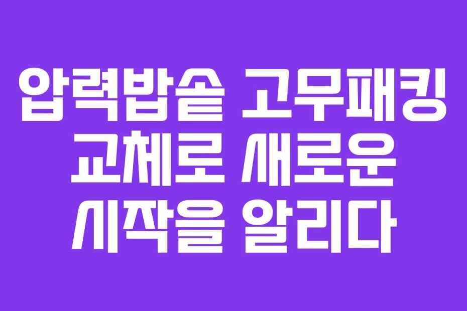 압력밥솥 고무패킹 교체로 새로운 시작을 알리다