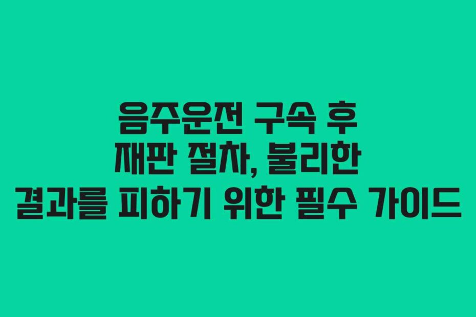 음주운전 구속 후 재판 절차, 불리한 결과를 피하기 위한 필수 가이드