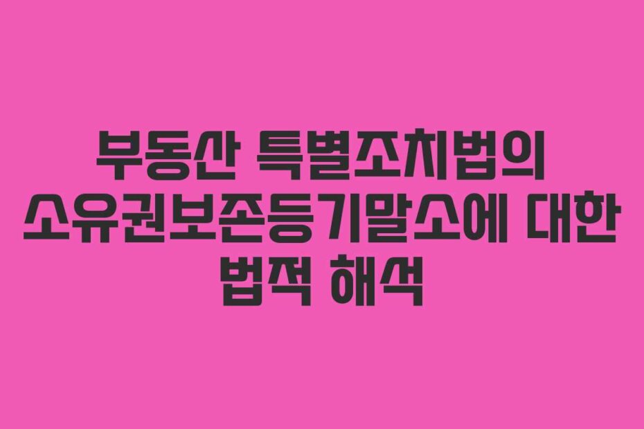 부동산 특별조치법의 소유권보존등기말소에 대한 법적 해석