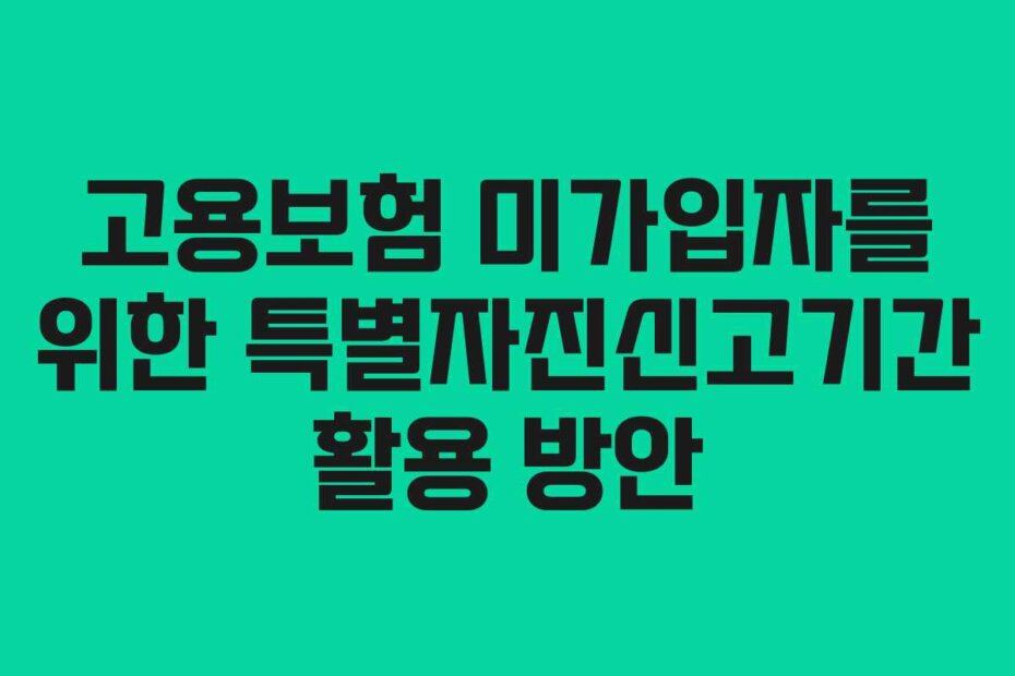 고용보험 미가입자를 위한 특별자진신고기간 활용 방안
