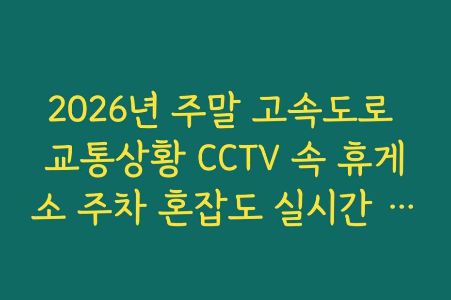 2026년 주말 고속도로 교통상황 CCTV 속 휴게소 주차 혼잡도 실시간 CCTV 확인