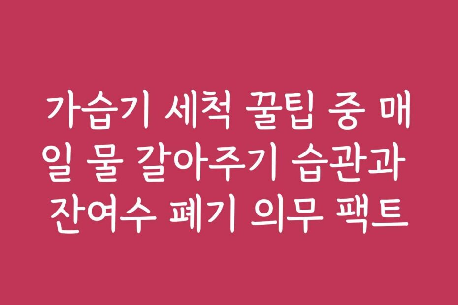 가습기 세척 꿀팁 중 매일 물 갈아주기 습관과 잔여수 폐기 의무 팩트