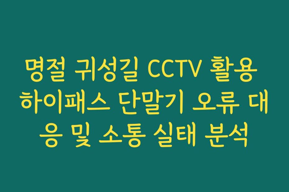 명절 귀성길 CCTV 활용 하이패스 단말기 오류 대응 및 소통 실태 분석