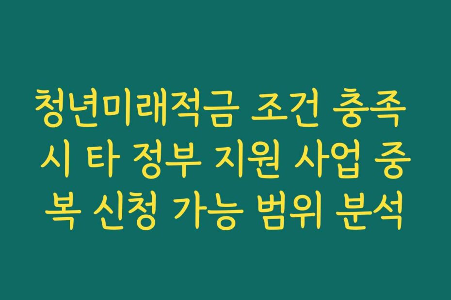 청년미래적금 조건 충족 시 타 정부 지원 사업 중복 신청 가능 범위 분석