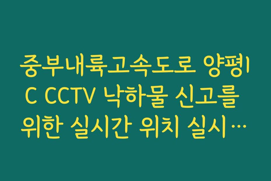 중부내륙고속도로 양평IC CCTV 낙하물 신고를 위한 실시간 위치 실시간 CCTV 확인