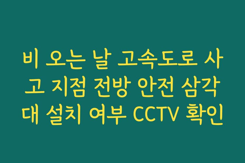 비 오는 날 고속도로 사고 지점 전방 안전 삼각대 설치 여부 CCTV 확인