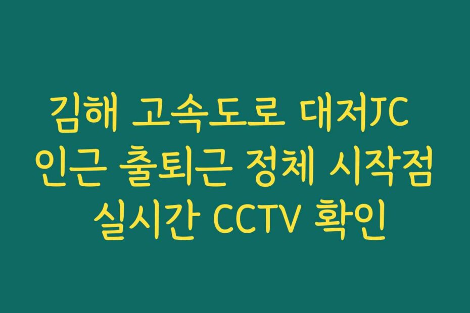 김해 고속도로 대저JC 인근 출퇴근 정체 시작점 실시간 CCTV 확인