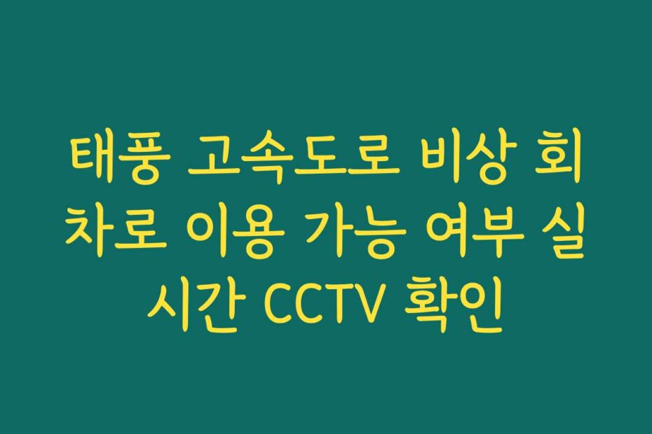 태풍 고속도로 비상 회차로 이용 가능 여부 실시간 CCTV 확인