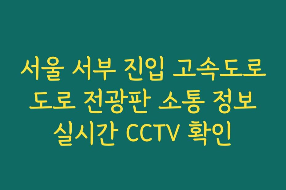 서울 서부 진입 고속도로 도로 전광판 소통 정보 실시간 CCTV 확인