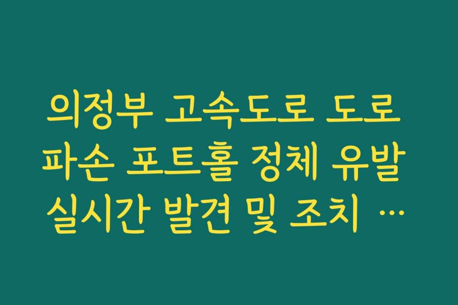 의정부 고속도로 도로 파손 포트홀 정체 유발 실시간 발견 및 조치 현황 확인