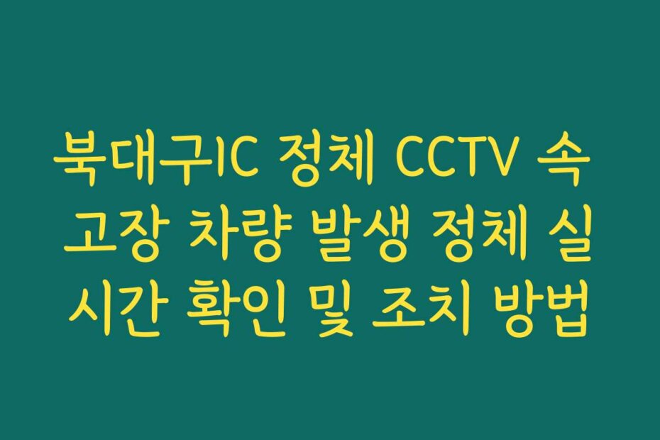 북대구IC 정체 CCTV 속 고장 차량 발생 정체 실시간 확인 및 조치 방법