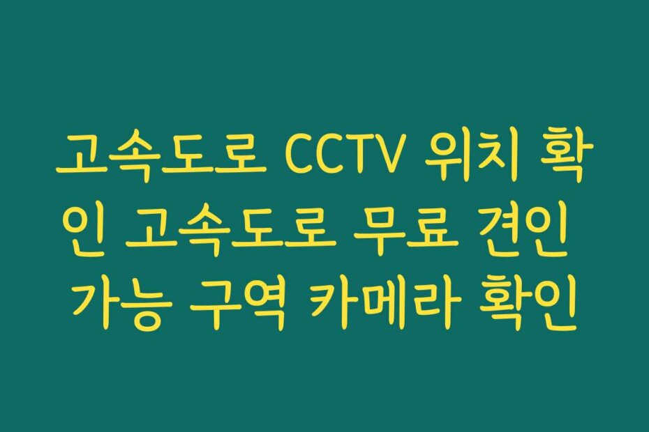 고속도로 CCTV 위치 확인 고속도로 무료 견인 가능 구역 카메라 확인