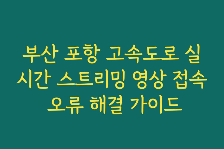 부산 포항 고속도로 실시간 스트리밍 영상 접속 오류 해결 가이드