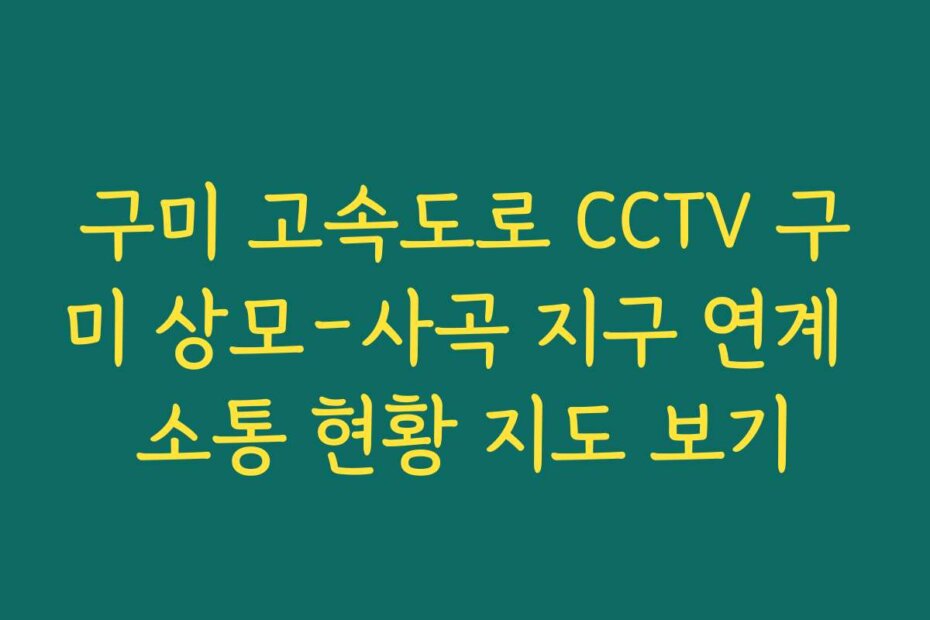 구미 고속도로 CCTV 구미 상모-사곡 지구 연계 소통 현황 지도 보기