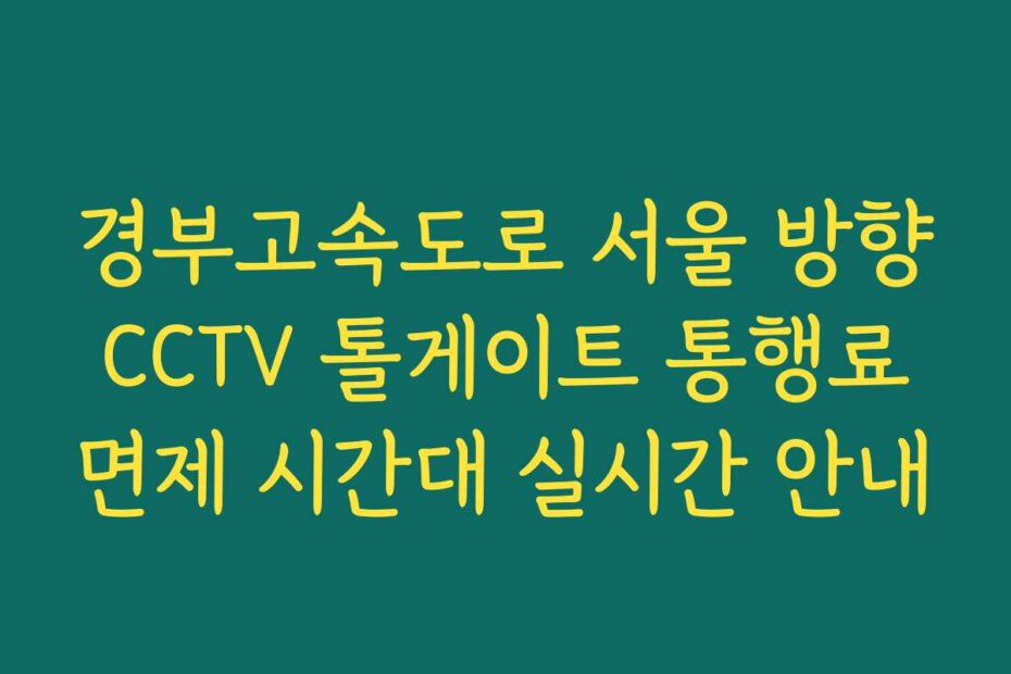 경부고속도로 서울 방향 CCTV 톨게이트 통행료 면제 시간대 실시간 안내
