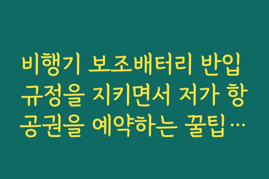비행기 보조배터리 반입 규정을 지키면서 저가 항공권을 예약하는 꿀팁을 알려드립니다