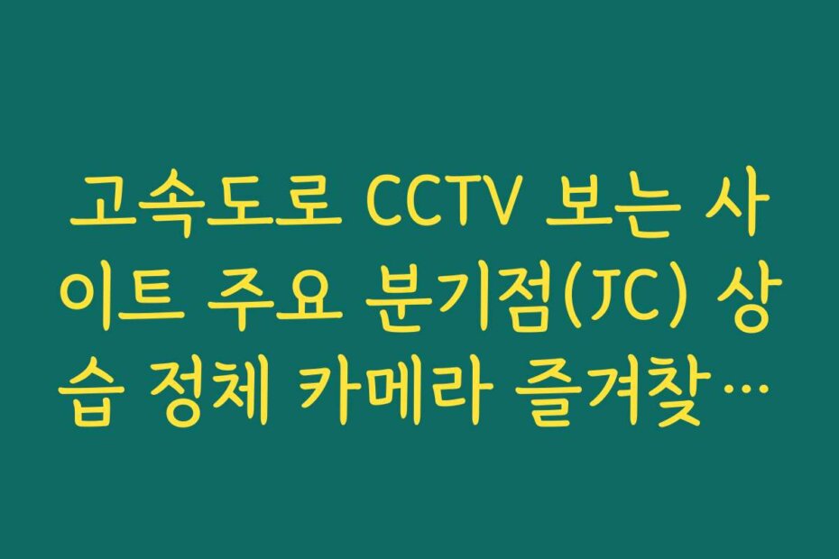 고속도로 CCTV 보는 사이트 주요 분기점(JC) 상습 정체 카메라 즐겨찾기 사이트