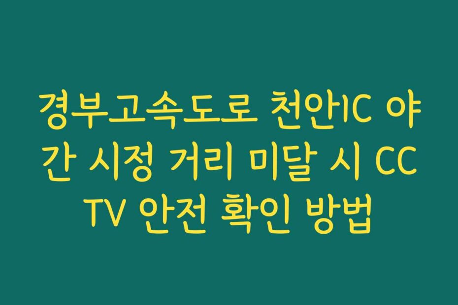 경부고속도로 천안IC 야간 시정 거리 미달 시 CCTV 안전 확인 방법