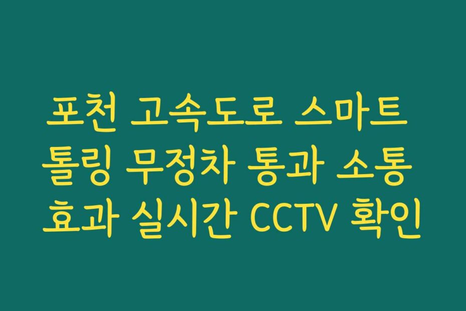포천 고속도로 스마트 톨링 무정차 통과 소통 효과 실시간 CCTV 확인