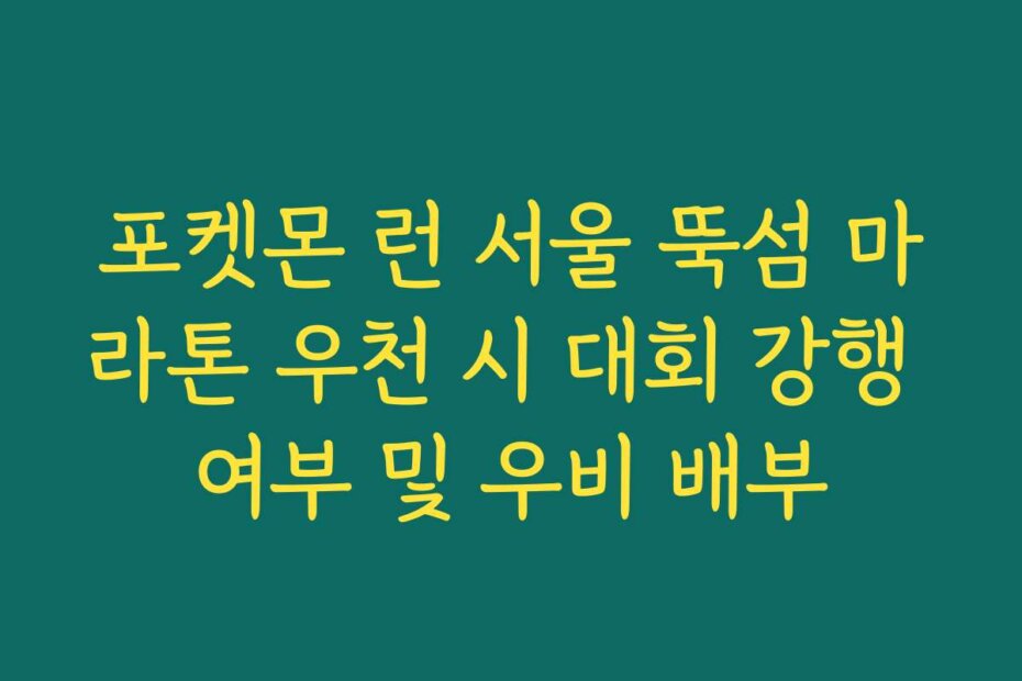 포켓몬 런 서울 뚝섬 마라톤 우천 시 대회 강행 여부 및 우비 배부