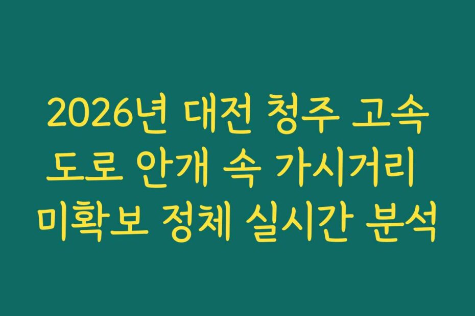 2026년 대전 청주 고속도로 안개 속 가시거리 미확보 정체 실시간 분석