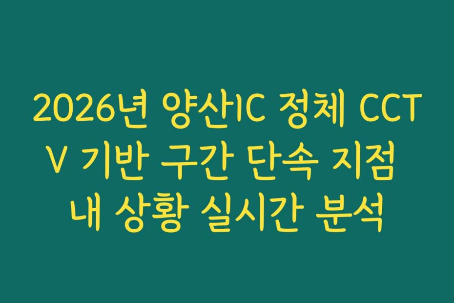 2026년 양산IC 정체 CCTV 기반 구간 단속 지점 내 상황 실시간 분석