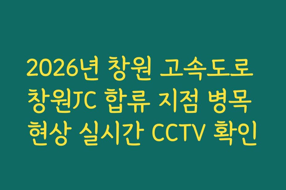 2026년 창원 고속도로 창원JC 합류 지점 병목 현상 실시간 CCTV 확인