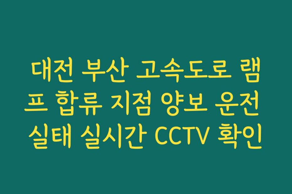 대전 부산 고속도로 램프 합류 지점 양보 운전 실태 실시간 CCTV 확인