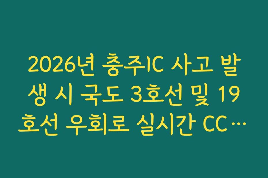 2026년 충주IC 사고 발생 시 국도 3호선 및 19호선 우회로 실시간 CCTV