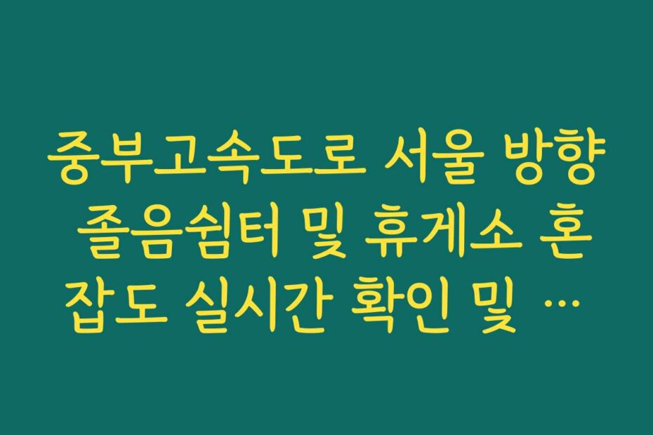 중부고속도로 서울 방향 졸음쉼터 및 휴게소 혼잡도 실시간 확인 및 분석법