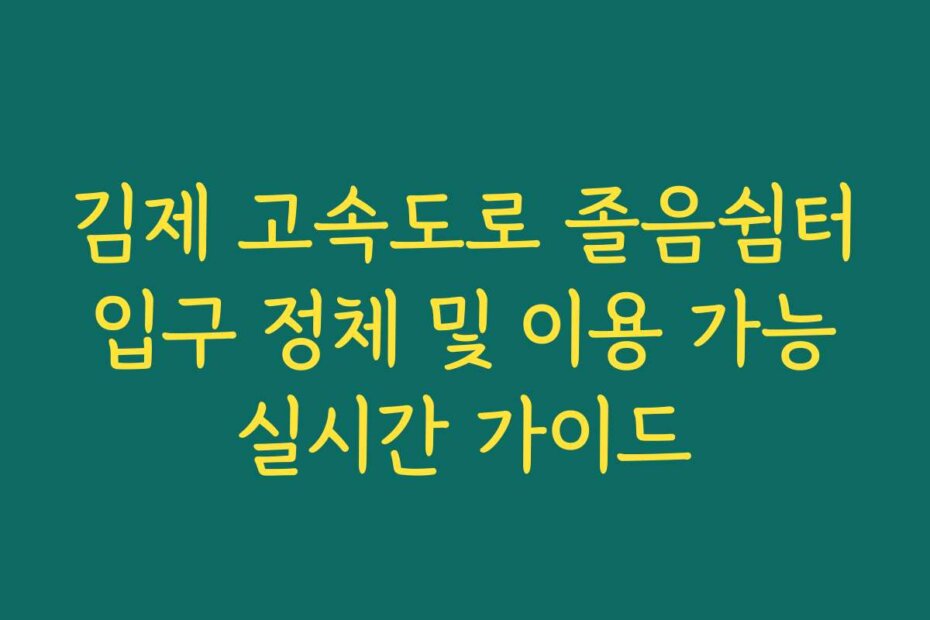 김제 고속도로 졸음쉼터 입구 정체 및 이용 가능 실시간 가이드