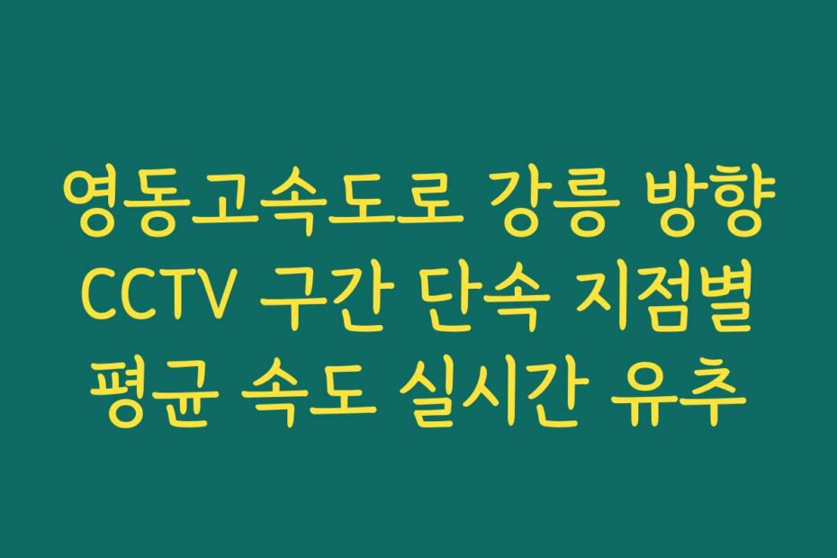 영동고속도로 강릉 방향 CCTV 구간 단속 지점별 평균 속도 실시간 유추