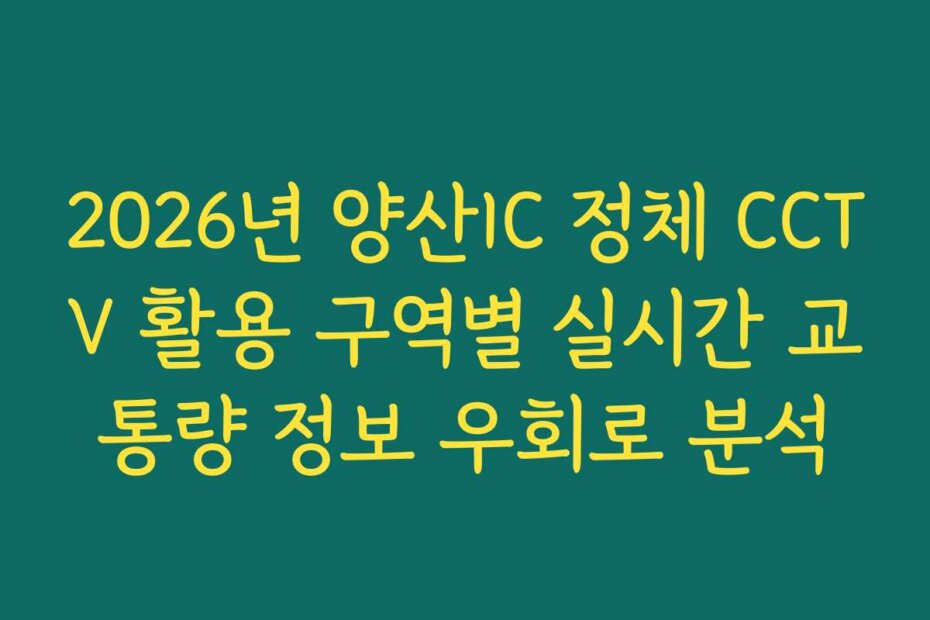 2026년 양산IC 정체 CCTV 활용 구역별 실시간 교통량 정보 우회로 분석