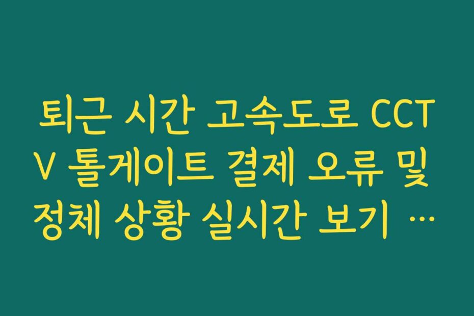 퇴근 시간 고속도로 CCTV 톨게이트 결제 오류 및 정체 상황 실시간 보기 안내