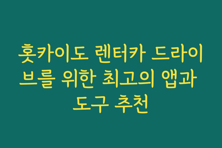 홋카이도 렌터카 드라이브를 위한 최고의 앱과 도구 추천