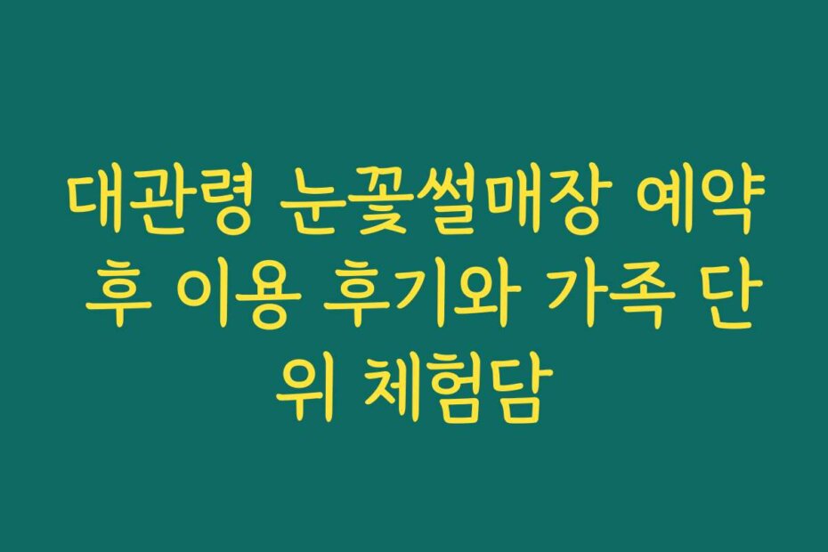 대관령 눈꽃썰매장 예약 후 이용 후기와 가족 단위 체험담