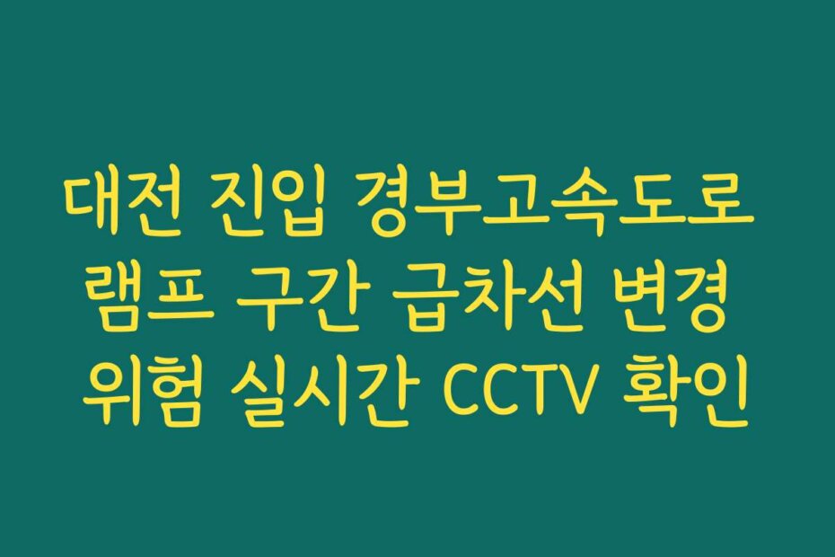 대전 진입 경부고속도로 램프 구간 급차선 변경 위험 실시간 CCTV 확인