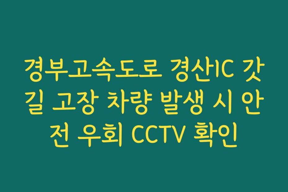 경부고속도로 경산IC 갓길 고장 차량 발생 시 안전 우회 CCTV 확인